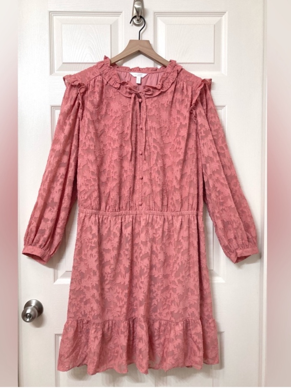 Lauren Conrad Women’s Ruffle Neck Long Sleeve A-line Dress Size 2X Easter Spring